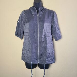 Murmur Zippered Hoodie Top  